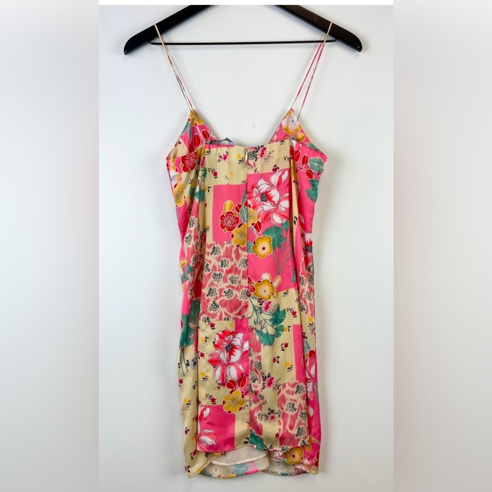 Zara (XS) Floral Mini Dress Pink Polyester - Picture 6 of 8